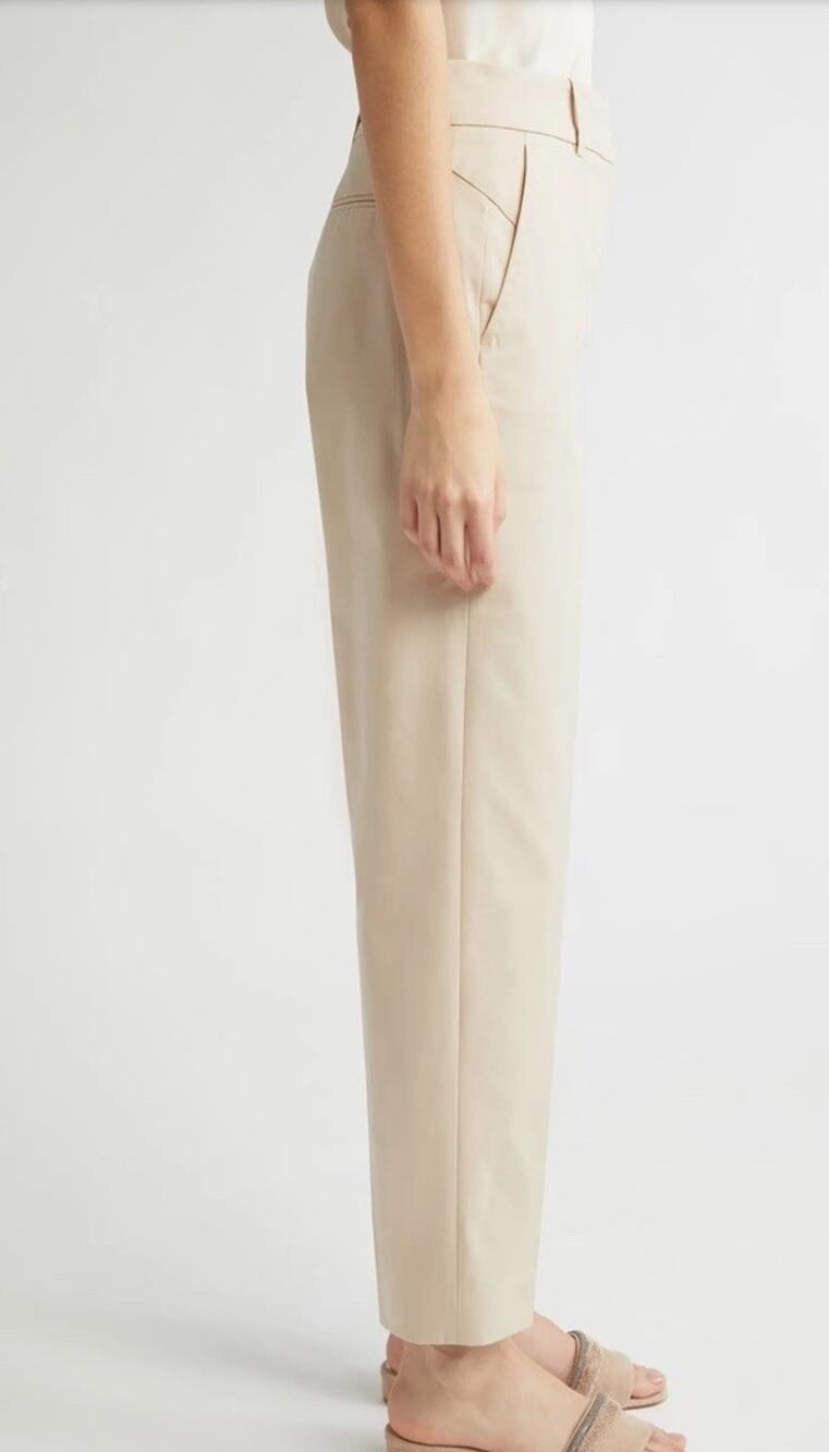 ELEVENTY Womens Cotton Blend Tapered Leg Pants Trousers Khaki Beige US 4 EU 42